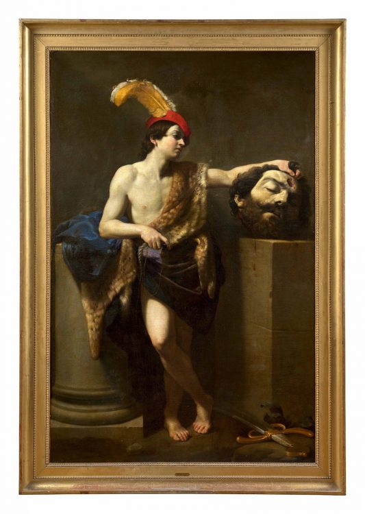 Guido Reni (1575–1642), David contemplant la tête de Goliath (dite version de Créquy), Huile sur toile. Adjugée 12 386 600 euros (avec frais) par Artcurial le 25 novembre 2023 à Paris. Expert : Cabinet Turquin. 227 x 145.5 cm