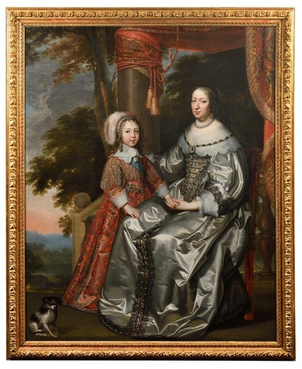 Charles et Henri Beaubrun, Portrait d’Anne d’Autriche, régente de France et de son fils Louis XIV (détail), 1644-1645, huile sur toile 194 x 155 cm. Adjugé 489 440 euros euros par Fournié & Cortès le 18 mai à Toulouse. Préempté par le musée du Louvre.