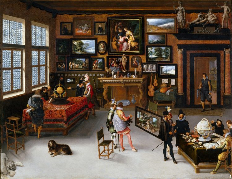 Les Sciences et les Arts, Adriaen van Stalbemt (1580-1662) conservé au Prado à Madrid. La toile est également attribuée par des historiens de l'art à Hieronymus Francken II (1578 – 1623)