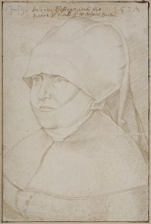 Portrait de Susanna Pfeffinger (Sélestat 1465-Strasbourg 1538), épouse de Friedrich Prechter, en buste de trois-quarts vers la gauche, 1517 Pointe d’argent sur papier préparé à la poudre d’os, 15,7 x 10,4 cm, Monogrammé « HB » en haut à gauche et daté de « 1517 » en haut à droite. Estimation : 1 500 000 euros – 3 000 000 euros.